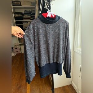 French Connection Navy and Red Patterned Blouse